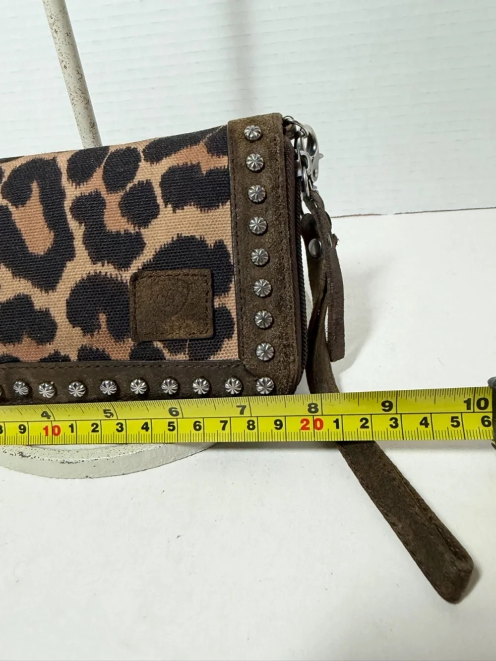 Ariat Women's Cruiser Leopard Studded Long Zip Wallet Clutch